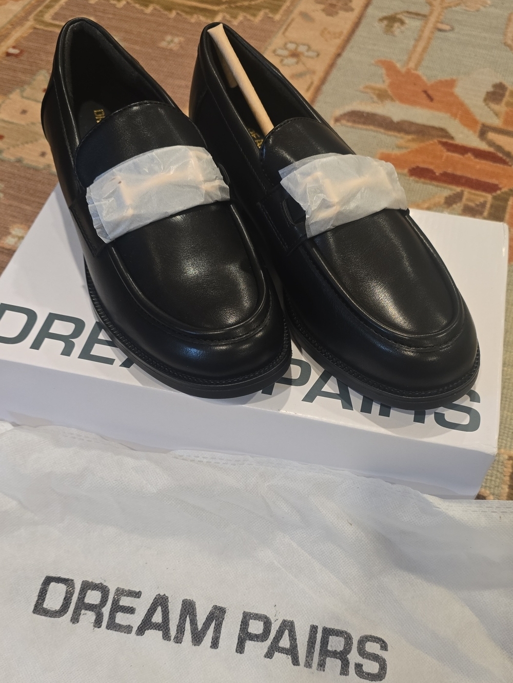 Dream Pairs Black Leather Slip-On Loafers